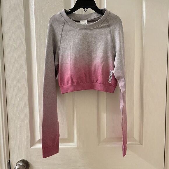 Gymshark Adapt Ombre Seamless Crop Top Pink and Gray Women's Size Small NWT - Picture 1 of 12